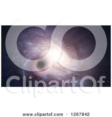Clipart of a Spiral Galaxy and a Blank Hole in Outer Space - Royalty Free Illustration by Mopic