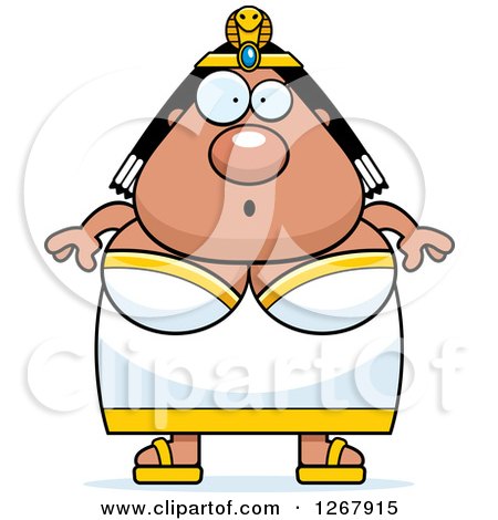 Clipart of a Surprised Gasping Chubby Cleopatra Egyptian Pharaoh Woman - Royalty Free Vector Illustration by Cory Thoman