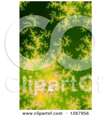 Clipart of a Green and Yellow Fractal Spiral Background - Royalty Free Illustration by oboy