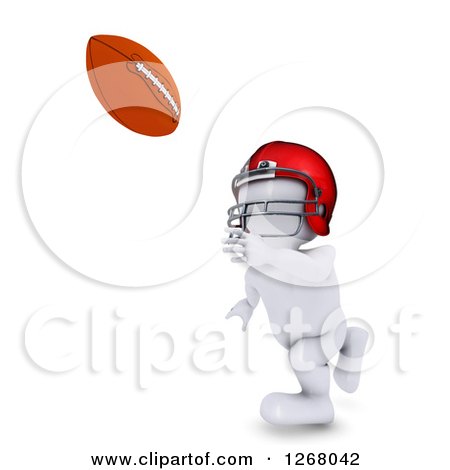Clipart of a 3d White Man Catching a Football - Royalty Free Illustration by KJ Pargeter