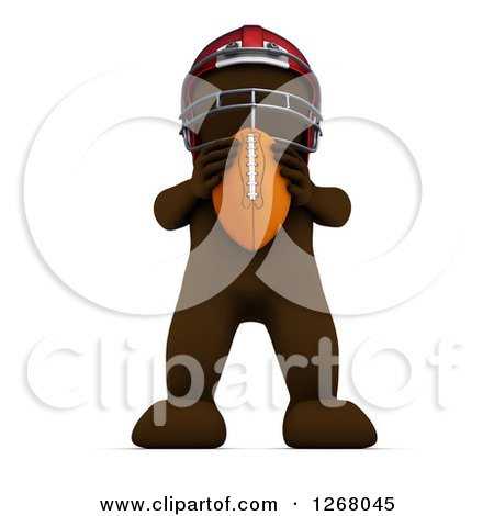 Clipart of a 3d Brown Man Holding a Football - Royalty Free Illustration by KJ Pargeter