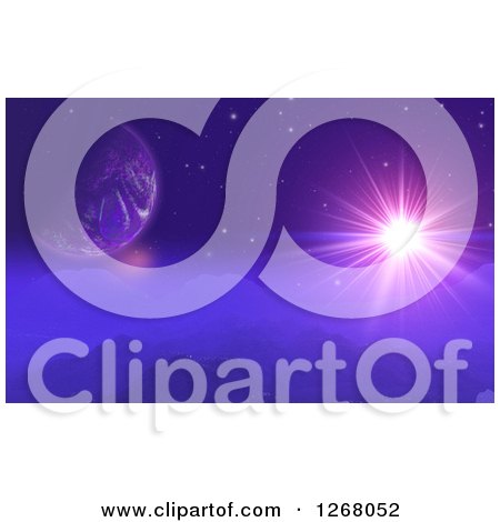 Clipart of a 3d Fictional Planet and Shining Star - Royalty Free Illustration by KJ Pargeter