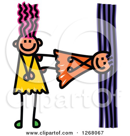 Clipart of Stick Girls Forming Capital Letter H - Royalty Free Vector Illustration by Prawny