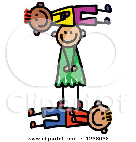Clipart of a Stick Boy and Girl Forming Capital Letter I - Royalty Free Vector Illustration by Prawny