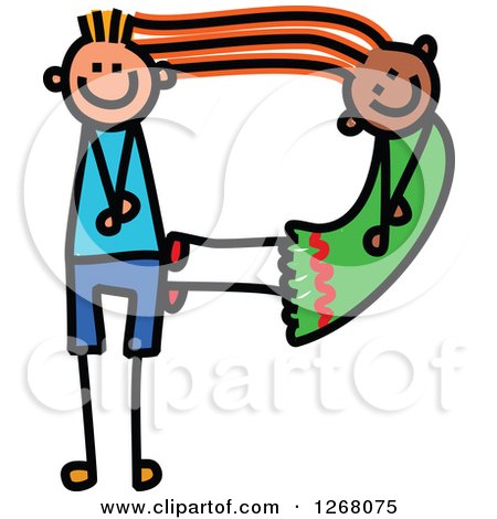 Clipart of a Stick Boy and Girl Forming Capital Letter P - Royalty Free Vector Illustration by Prawny