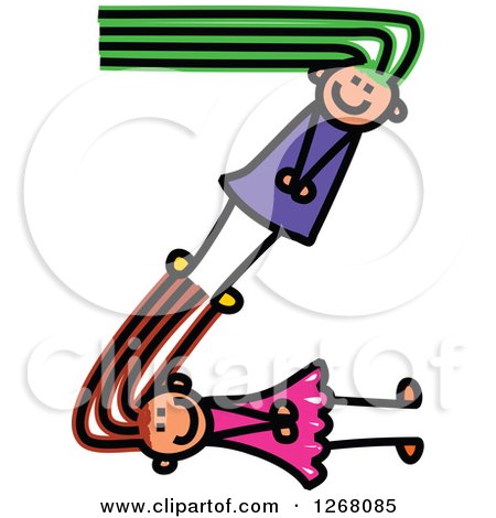 Clipart of Stick Girls Forming Letter Z - Royalty Free Vector Illustration by Prawny
