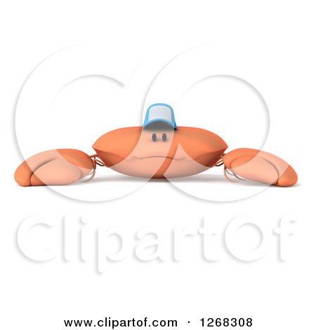 Clipart of a 3d Crab Wearing a Baseball Cap - Royalty Free Illustration by Julos