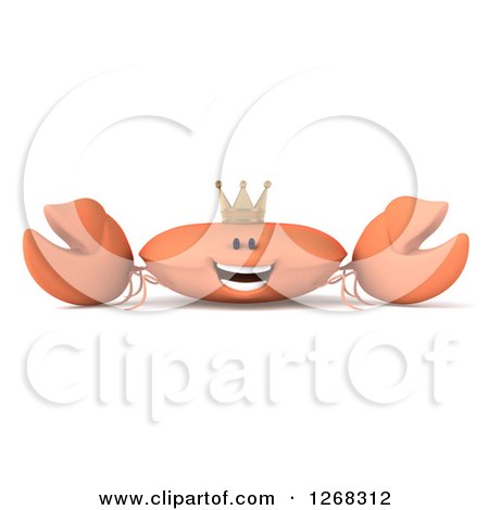 Clipart of a 3d Happy King Crab Wearing a Crown - Royalty Free Illustration by Julos