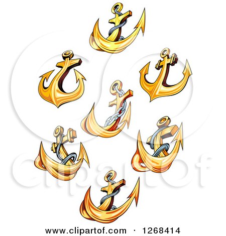 Clipart of Golden Ship Anchors - Royalty Free Vector Illustration by Vector Tradition SM