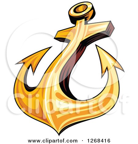 Clipart of a Golden Ships Anchor - Royalty Free Vector Illustration by Vector Tradition SM