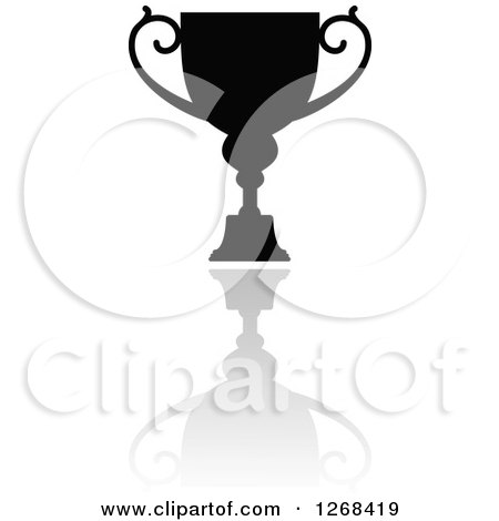 Clipart of a Black Silhouetted Urn or Trophy Cup and Reflection - Royalty Free Vector Illustration by Vector Tradition SM