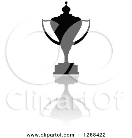 Clipart of a Black Silhouetted Trophy or Urn and Reflection 7 - Royalty Free Vector Illustration by Vector Tradition SM