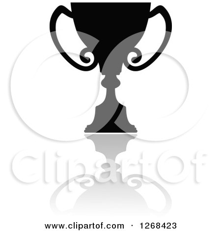 Clipart of a Black Silhouetted Urn or Trophy Cup and Reflection 6 - Royalty Free Vector Illustration by Vector Tradition SM