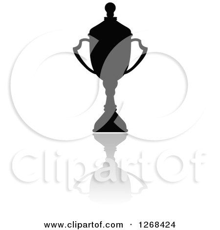 Clipart of a Black Silhouetted Trophy or Urn and Reflection 8 - Royalty Free Vector Illustration by Vector Tradition SM