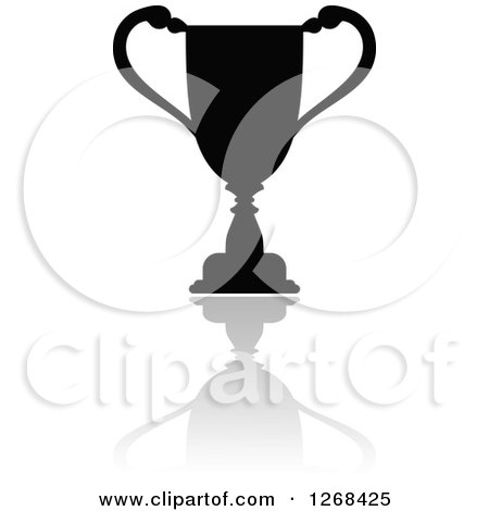 Clipart of a Black Silhouetted Urn or Trophy Cup and Reflection 7 - Royalty Free Vector Illustration by Vector Tradition SM