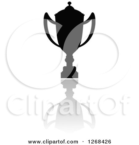 Clipart of a Black Silhouetted Trophy or Urn and Reflection 9 - Royalty Free Vector Illustration by Vector Tradition SM