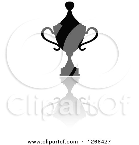 Clipart of a Black Silhouetted Trophy or Urn and Reflection - Royalty Free Vector Illustration by Vector Tradition SM