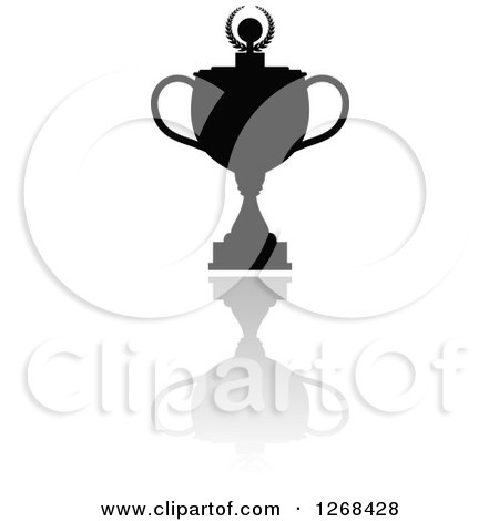 Clipart of a Black Silhouetted Trophy or Urn and Reflection 2 - Royalty Free Vector Illustration by Vector Tradition SM