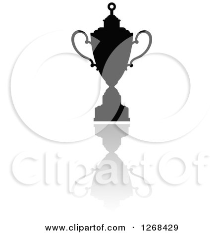 Clipart of a Black Silhouetted Trophy or Urn and Reflection 3 - Royalty Free Vector Illustration by Vector Tradition SM