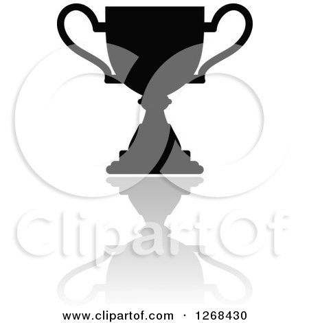 Clipart of a Black Silhouetted Urn or Trophy Cup and Reflection 2 - Royalty Free Vector Illustration by Vector Tradition SM