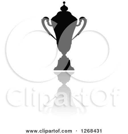 Clipart of a Black Silhouetted Trophy or Urn and Reflection 4 - Royalty Free Vector Illustration by Vector Tradition SM