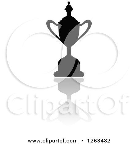 Clipart of a Black Silhouetted Trophy or Urn and Reflection 5 - Royalty Free Vector Illustration by Vector Tradition SM