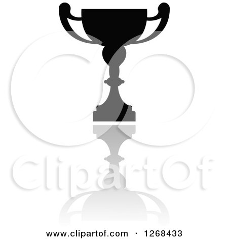 Clipart of a Black Silhouetted Urn or Trophy Cup and Reflection 3 - Royalty Free Vector Illustration by Vector Tradition SM