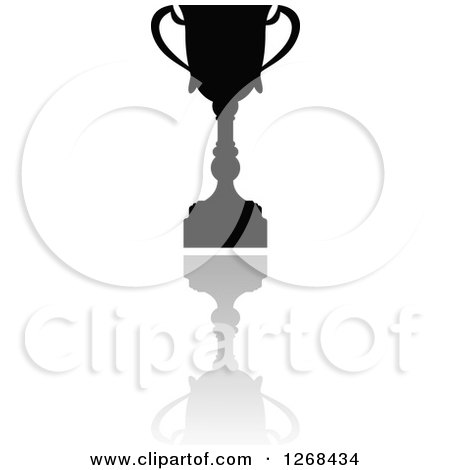 Clipart of a Black Silhouetted Urn or Trophy Cup and Reflection 4 - Royalty Free Vector Illustration by Vector Tradition SM