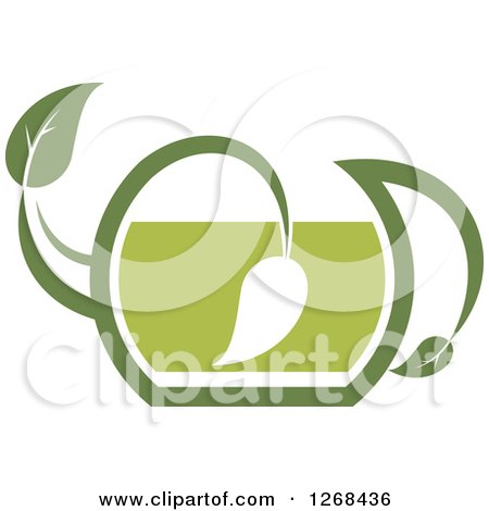 Clipart of a Pot of Green Tea with a Leaf - Royalty Free Vector Illustration by Vector Tradition SM
