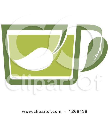 Clipart of a Green Tea Cup with Leaves - Royalty Free Vector Illustration by Vector Tradition SM