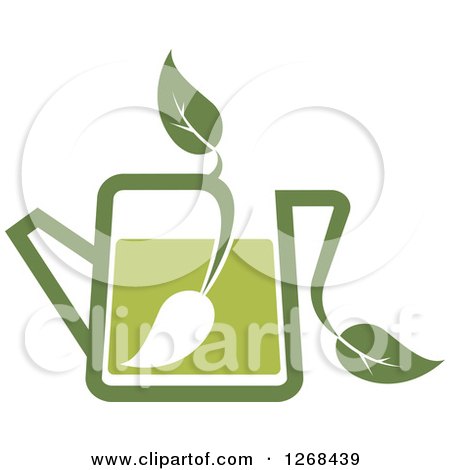 Clipart of a Pot of Green Tea with a Leaf 2 - Royalty Free Vector Illustration by Vector Tradition SM