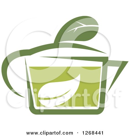 Clipart of a Pot of Green Tea with a Leaf 4 - Royalty Free Vector Illustration by Vector Tradition SM