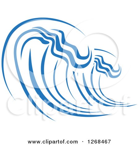 Clipart of a Blue Ocean Surf Wave - Royalty Free Vector Illustration by Vector Tradition SM