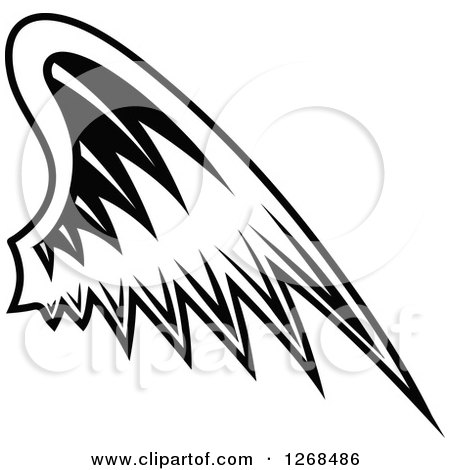 Clipart of a Black and White Feathered Wing 5 - Royalty Free Vector Illustration by Vector Tradition SM