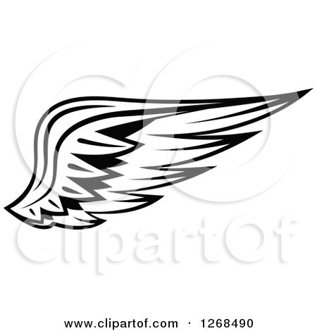 Clipart of a Black and White Feathered Wing 9 - Royalty Free Vector Illustration by Vector Tradition SM