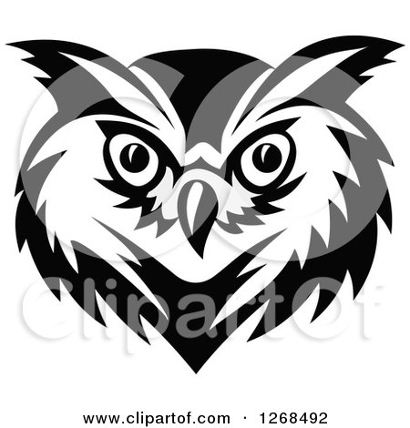 Clipart of a Black and White Owl Face - Royalty Free Vector Illustration by Vector Tradition SM