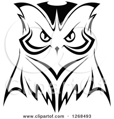 Clipart of a Black and White Owl Face 2 - Royalty Free Vector Illustration by Vector Tradition SM