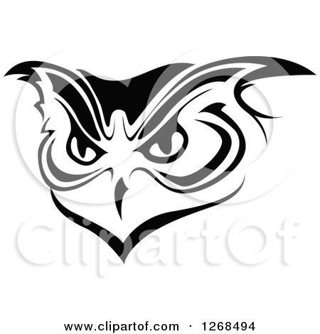 Clipart of a Black and White Owl Face 3 - Royalty Free Vector Illustration by Vector Tradition SM