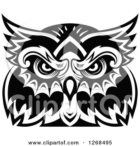 Clipart of a Black and White Owl Face 4 - Royalty Free Vector Illustration by Vector Tradition SM