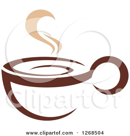 Clipart of a Two Toned Tan and Brown Steamy Coffee Cup 12 - Royalty Free Vector Illustration by Vector Tradition SM