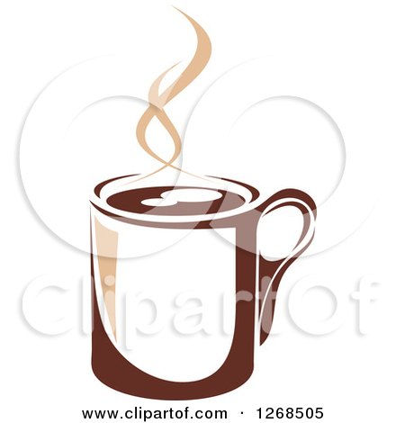 Clipart of a Two Toned Tan and Brown Steamy Coffee Cup 11 - Royalty Free Vector Illustration by Vector Tradition SM