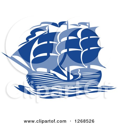 Clipart of a Blue Ship at Sea 5 - Royalty Free Vector Illustration by Vector Tradition SM