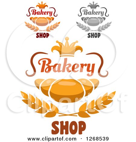 Clipart of Croissant Crown and Text Designs - Royalty Free Vector Illustration by Vector Tradition SM