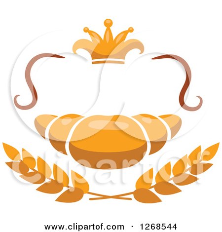 Clipart of a Golden Croissant with Wheat and a Crown - Royalty Free Vector Illustration by Vector Tradition SM