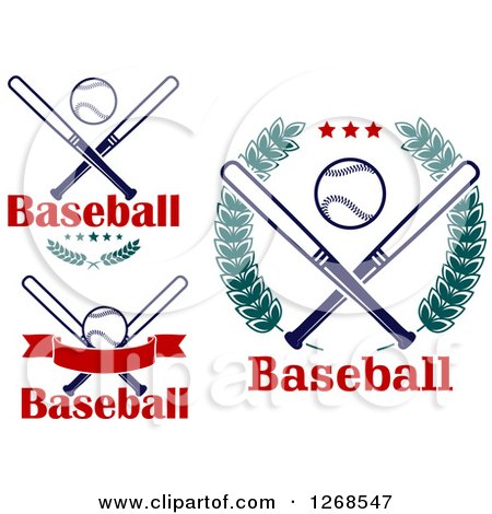 Clipart of Baseballs and Crossed Bat Designs - Royalty Free Vector Illustration by Vector Tradition SM