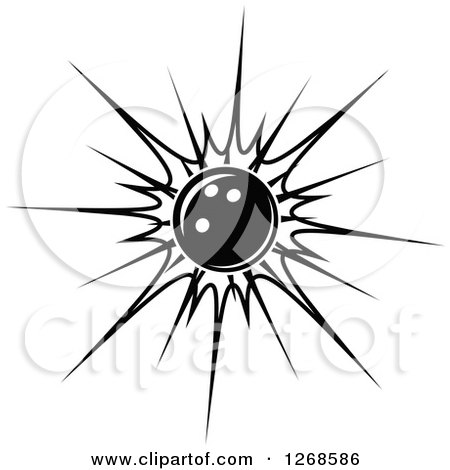 Clipart of a Black and White Bowling Ball Crashing - Royalty Free Vector Illustration by Vector Tradition SM