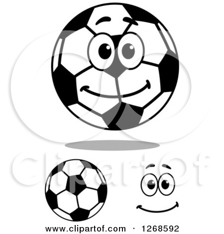 Clipart of Soccer Balls and Happy Face - Royalty Free Vector Illustration by Vector Tradition SM