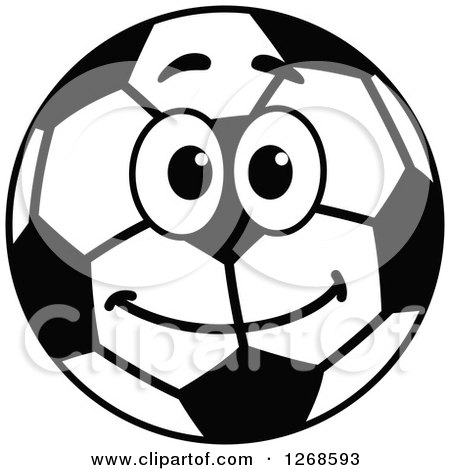 Clipart of a Black and White Happy Soccer Ball Character - Royalty Free Vector Illustration by Vector Tradition SM