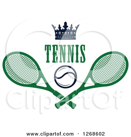 Clipart of a Crown over Text, a Tennis Ball and Crossed Rackets - Royalty Free Vector Illustration by Vector Tradition SM
