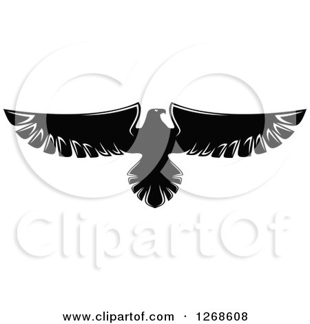 Clipart of a Black and White Eagle in Flight - Royalty Free Vector Illustration by Vector Tradition SM